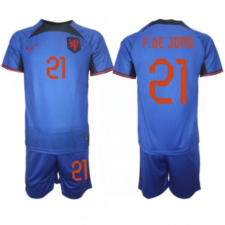 Virallinen pelipaita Alankomaat Frenkie de Jong 21 Vieras World Cup 2022 Lyhythihainen - Lasten ( + Lyhyet housut ) Virallinen pelipaita Alankomaat Frenkie de Jong 21 Vieras World Cup 2022 Lyhythihainen - Lasten ( + Lyhyet housut )